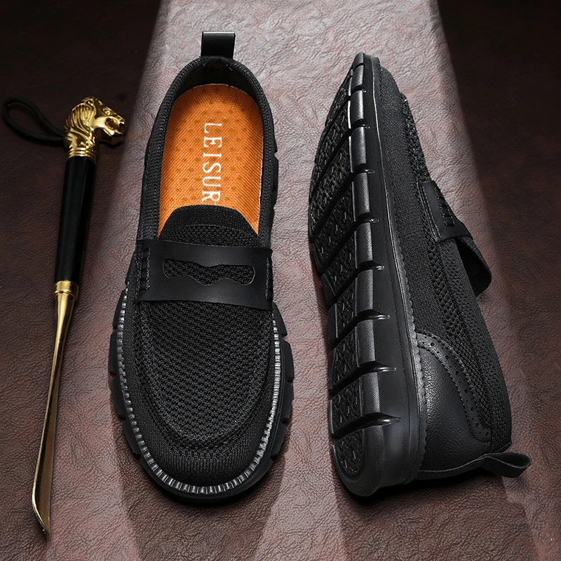 Men's Loafers Slip‑On Comfort Flat Shoes, Business Dress Casual Walking Work Shoes for Men