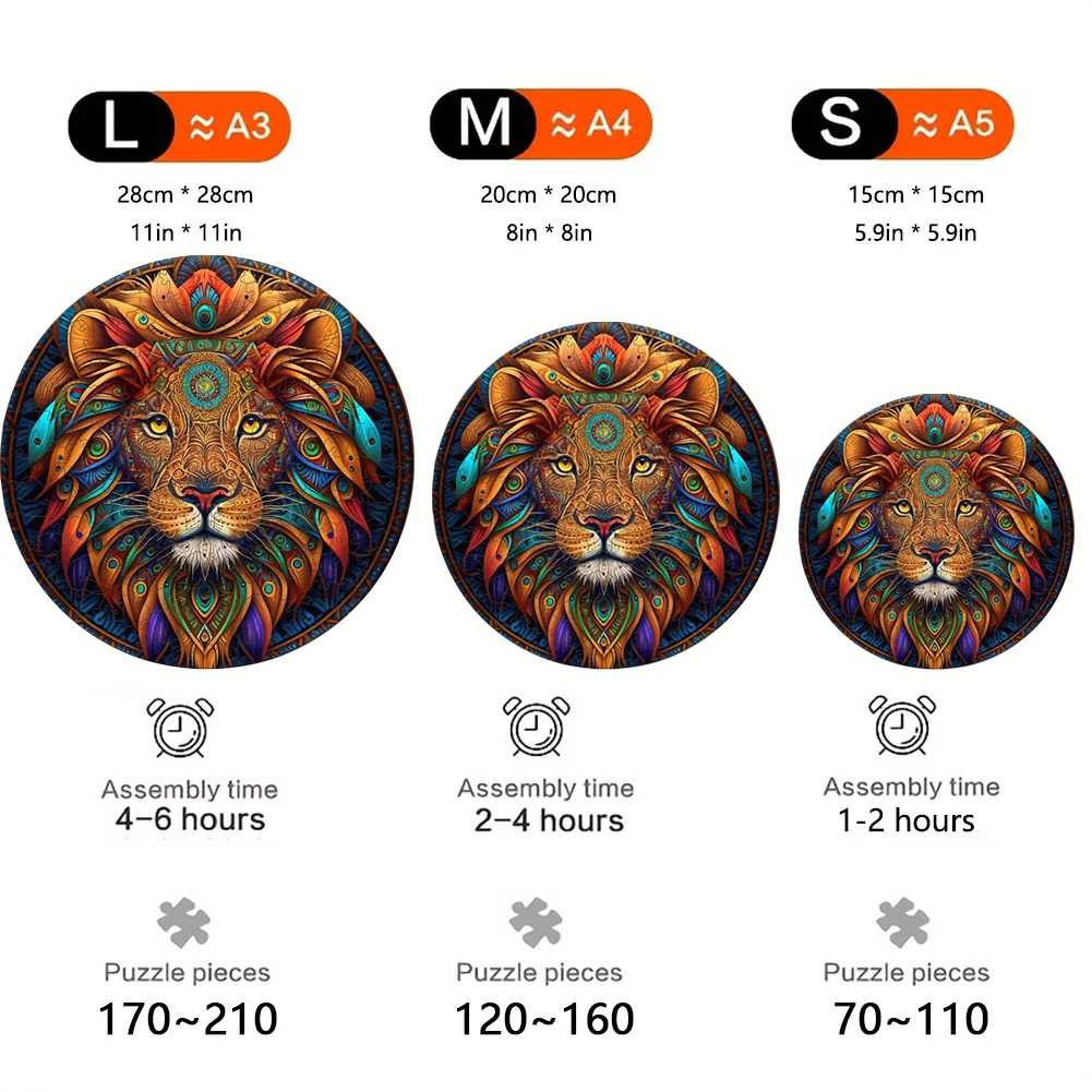 Lion Animal 3D Wooden Puzzles Jigsaw Wooden Animal Puzzles Game For Adults Kids Toys Board Games Keychain Puzzle Building Blocks