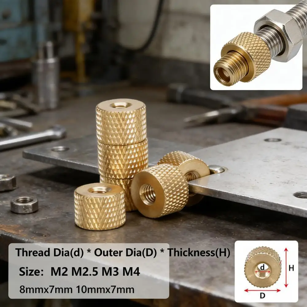 10-50pcs Brass Knurled Thumb Nuts M2-M4, Cylindrical Adjust Nuts for Water Cooling PC Case, Computer Case & Model Projects