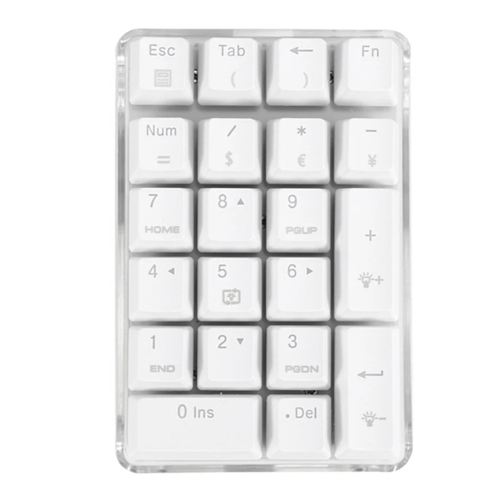 Mechanical Numeric Keypad Brown Switch Wired Gaming Keypad Crystal Case 21 Keys Mini Numpad Keypad