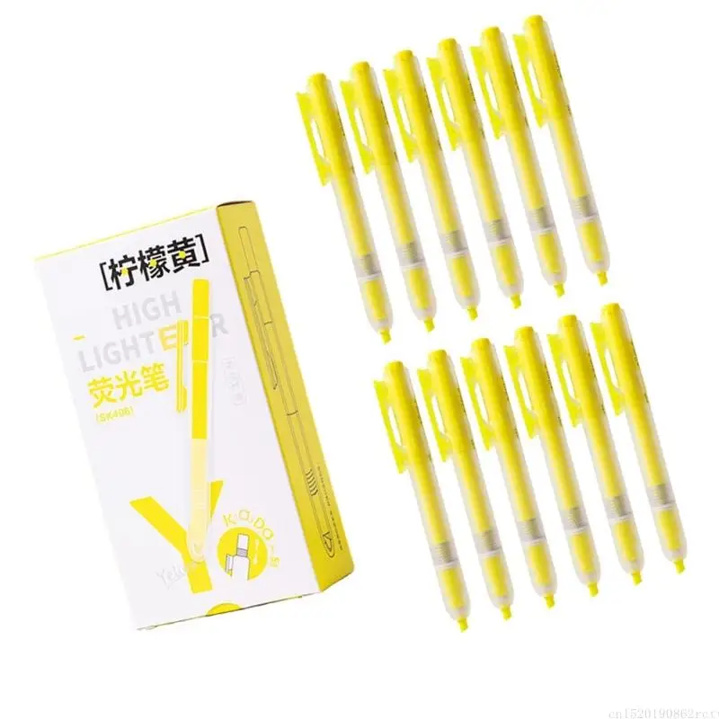 

D5BB Набор из 12 флуоресцентных маркеров, безопасные чернила, набор маркеров, незаменимый для занятий в классе