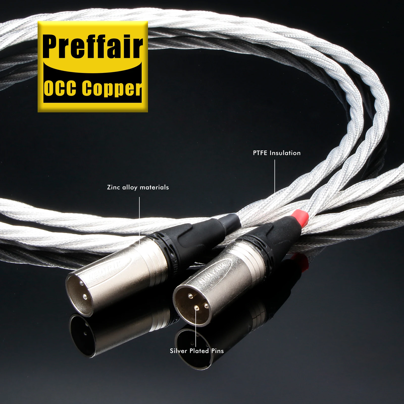 Hiif XLR Cable OCC Silver Plated XLR Audio Cable OFC Briad Shielding with Aluminum Alloy XLR Balanced Plug for ampplifiner Dac