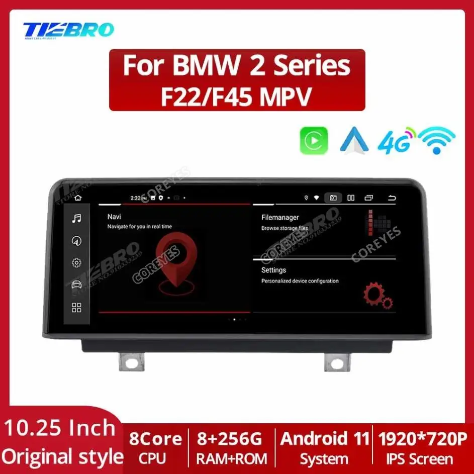 COREYES Android Auto 10.25inch For BMW 2 Series F22 F45 MPV Car Radio Android12 Carplay Multimedia Player Head Unit Auto 8G+256G