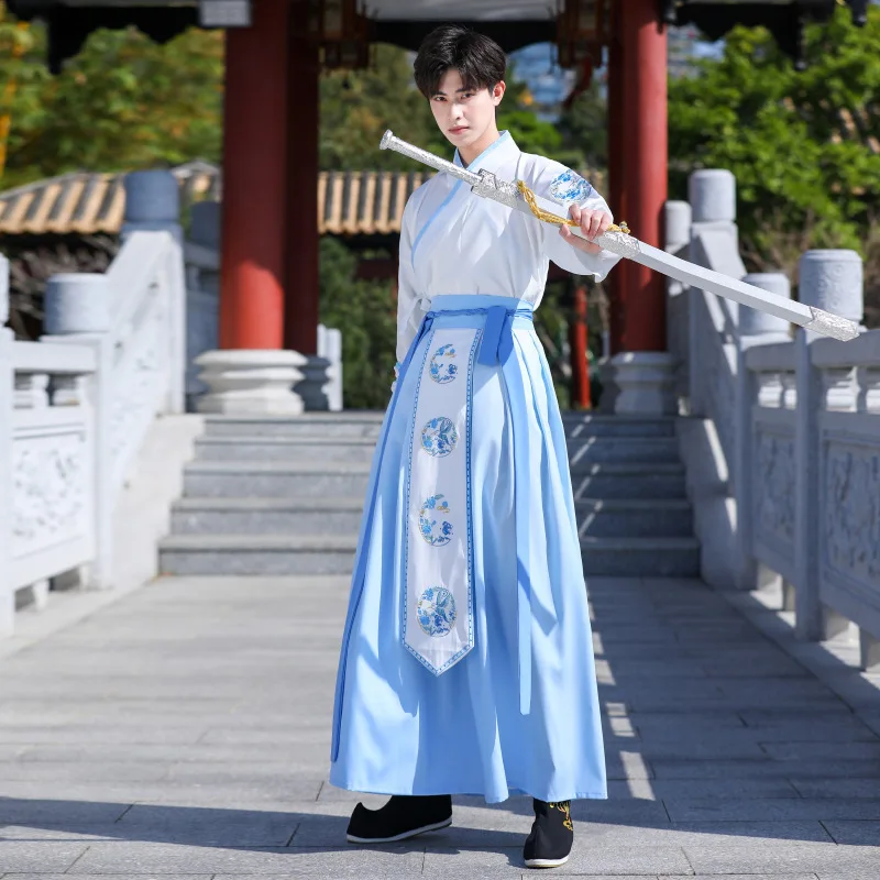 

Swordsman Cosplay Costume Man Traditional Hanfu Oriental Tang Suit Gown Robes Vintage Students Class Cosplay Uniform Hanfu Dress