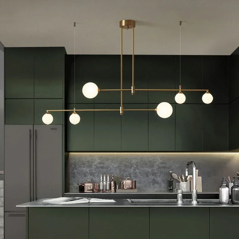 SANDYHA Modern LED Chandeliers Glass Ball Pendant Lights Unique Design for Living Room Dining Table Bar Home Decoration Stylish