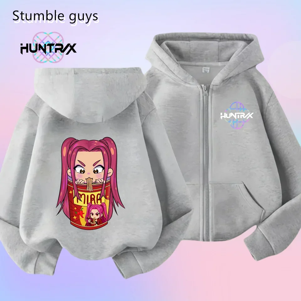 

3-12Y New KPop Demon Hunters Kids Zipper Hoodie Warm Print Spring Autumn Sportswear Boys Clothes Girls Casual​