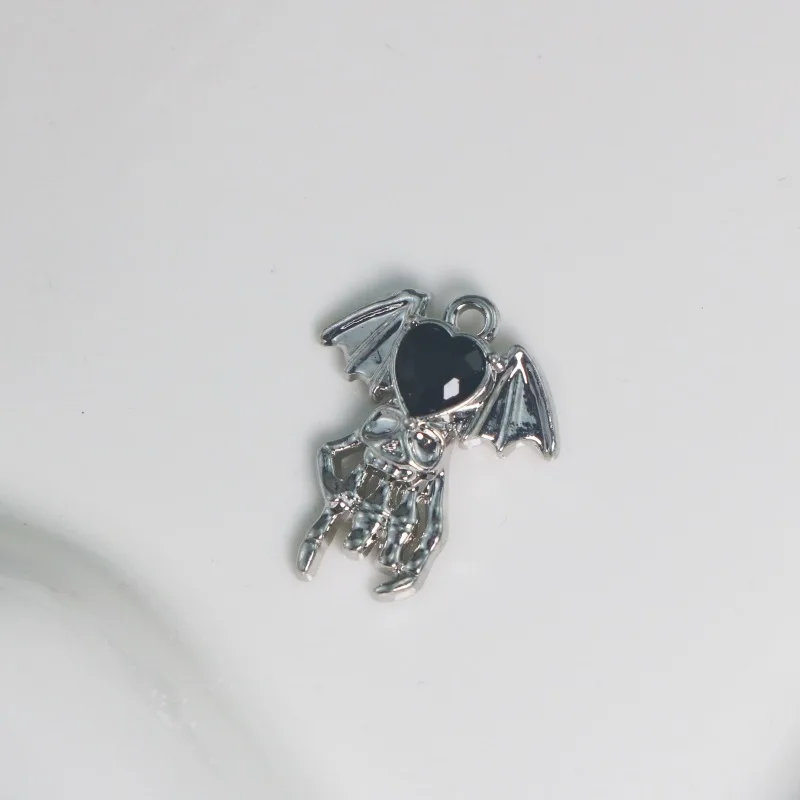 Breloques chauve-souris en cristal vintage, pendentif en alliage pour sac de téléphone en gros, porte-clés, collier, boucles d'oreilles, artisanat de bricolage, fabrication de bijoux, 5 pièces