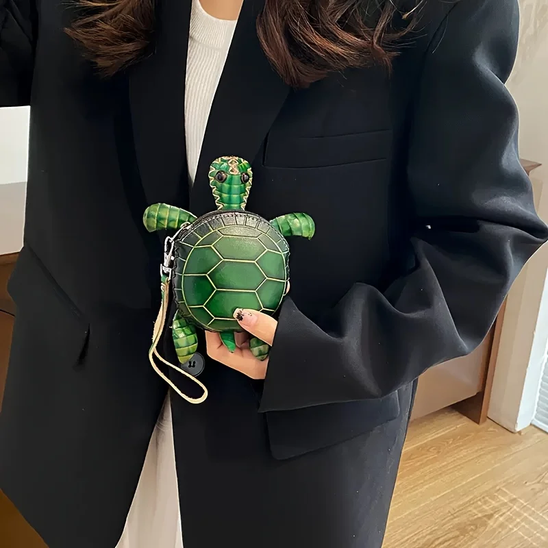 

1 шт. мини-сумка через плечо Cute Turtle — милый ручной кошелек, легкий и компактный дизайн со съемным ремешком, застежкой-молнией