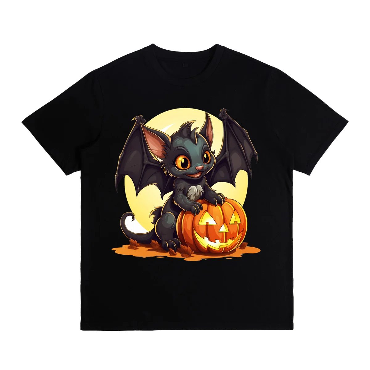 

Halloween men's T-shirt Monster sitting on a pumpkin print pattern street oversized graphic T-shirt soft and lightweight unisex