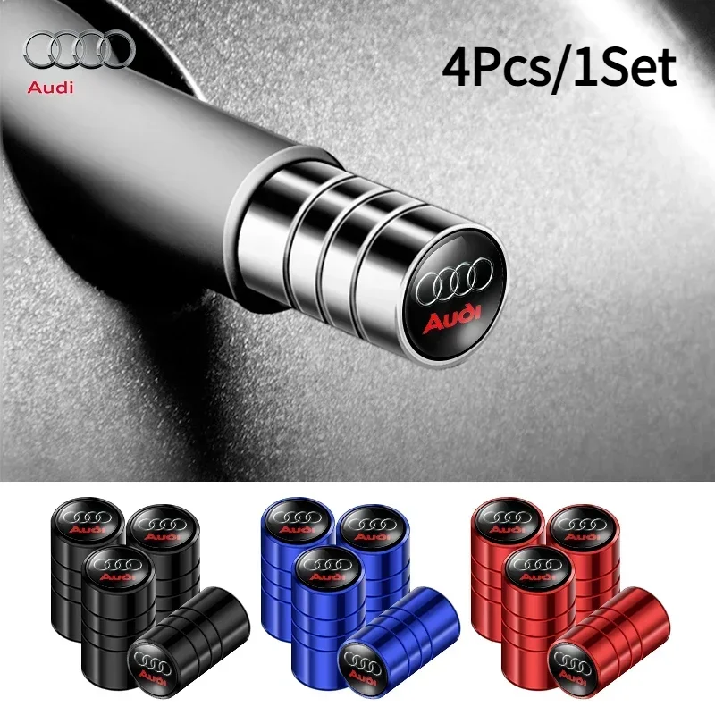 

4Pcs Car Styling Aluminum Alloy Wheel Tire Air Valve Caps Cover For Audi A3 A4 8i B8 B7 A6 A8 S Line S3 Q3 Q5 Q7 Q8 e-tron Q5L