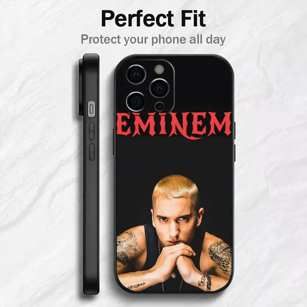 S-Slim-Shady E-EmineM Rapper Phone Case For iPhone17,16,15,14,13,12 Plus,Max Soft Silicone Black Cover