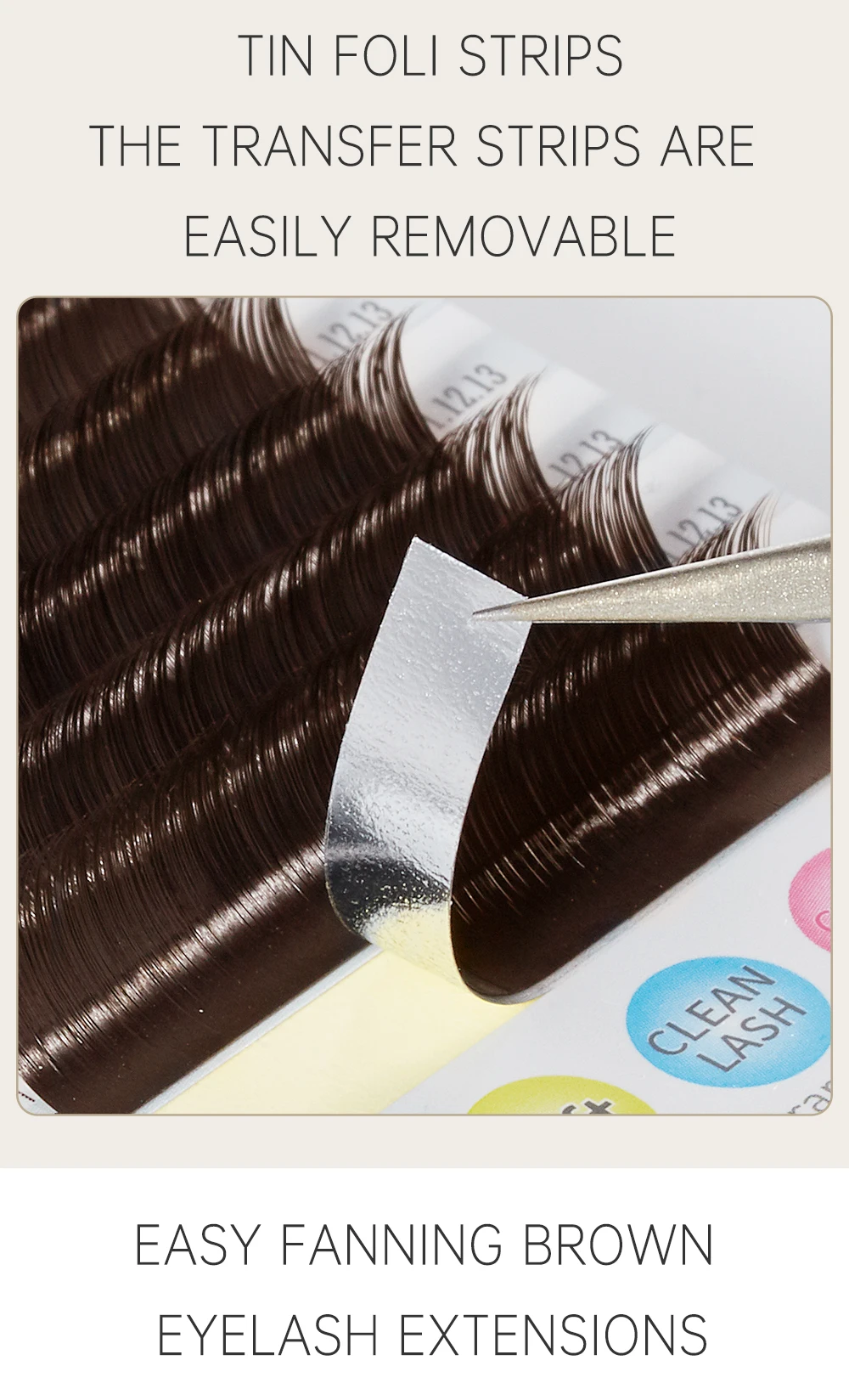 Yelix Brown Easy Fanning Volume Wimpernverlängerungen aus Kunstnerz, weiche Seide, dunkelbraun, B C CC D Curl, 0,05 mm, 8-15 mm, gemischte Längen, natürlich – Detail 5
