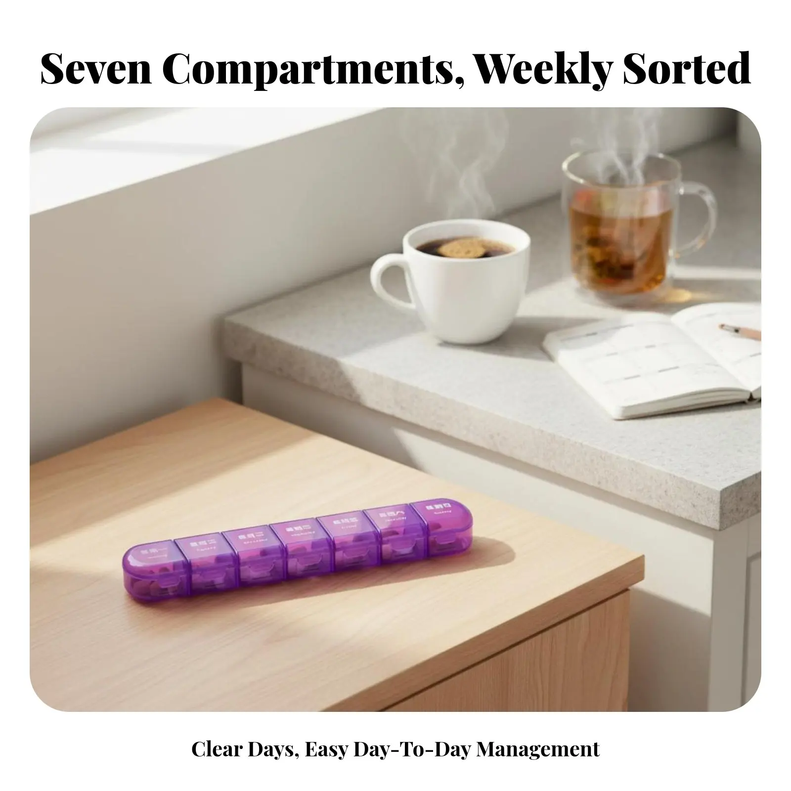 

Еженедельный съемный кейс большой вместимости, легкий, ударопрочный, простой в использовании для пациентов и опекунов