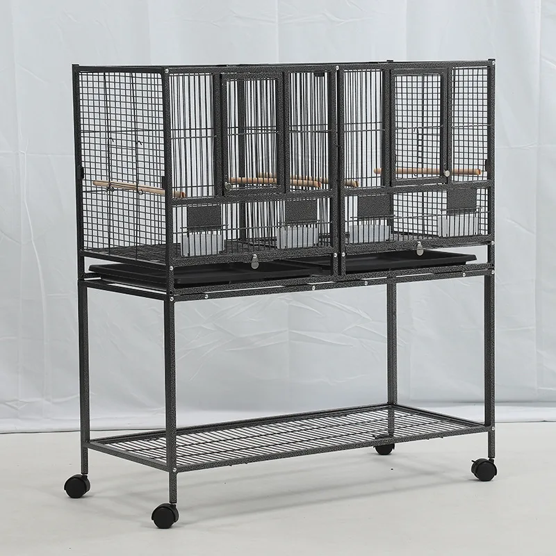 Luxury Parrot Breeding Cage Single-Layer Cabinet Large Flying Cage Anti-Escape Design with Pulleys