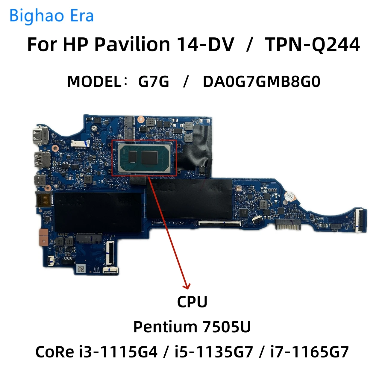 

For HP TPN-Q244 14-DV Laptop Motherboard With 7505U i3 i5-1135G7 i7-1165G7 CPU DA0G7GMB8F0 DA0G7GMB8G0 M16647-601 M16646-601