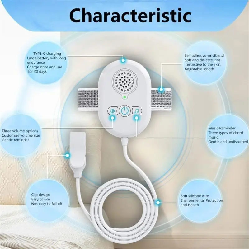 97BE Potty Training Bed Wetting Alarm Adjustable Sound for Toddlers Adults Elderly