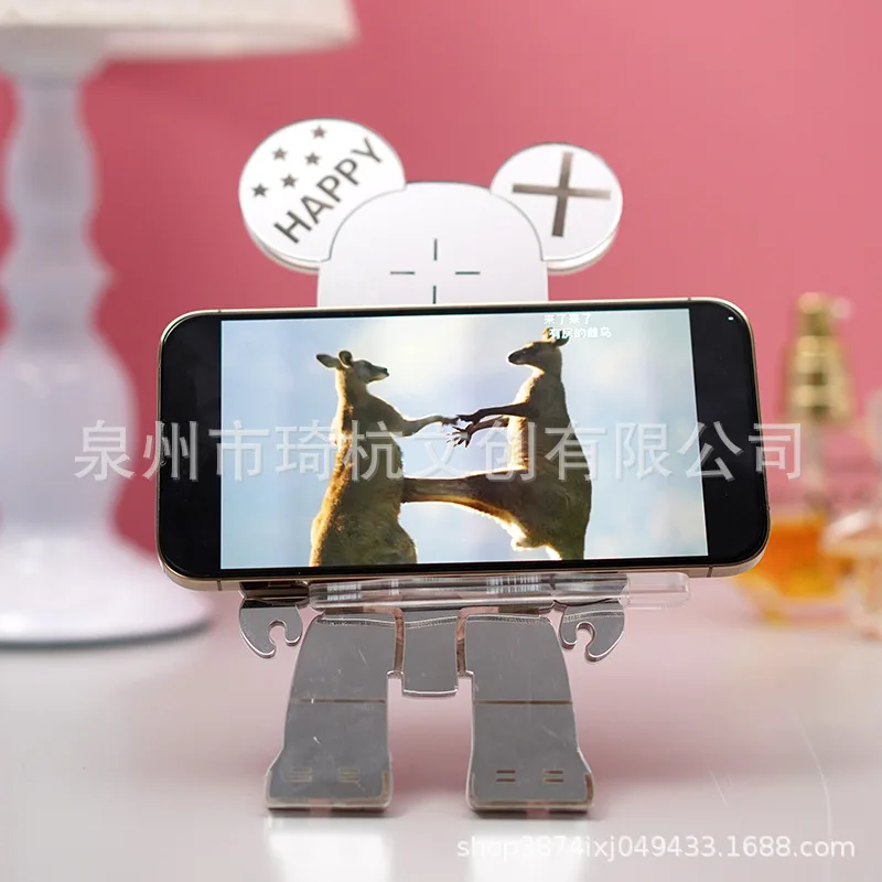 Cartoon Violent Bear Rabbit Desktop Makeup Mirror Wireless Charging Multifunctional Tabletop Vanity Mirror Lazy Phone Holder