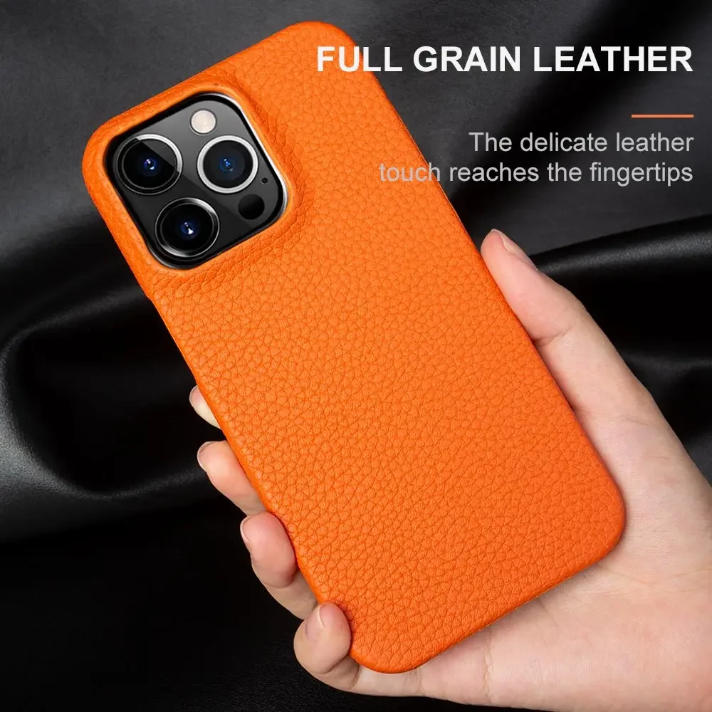 For iphone 14 Pro Max Case Luxury Genuine Leather Cover Business Phone Cases Back Cover For iphone 13 15Pro 11 12 XR XSMax Coque