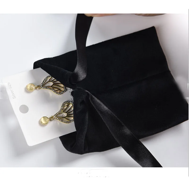 Black Velvet Gift Bags Jewelry Sachets 5x7cm 7x9cm 11x14cm 18x30cm Watches Eyelashes Perfume Makeup Drawstring Pouches