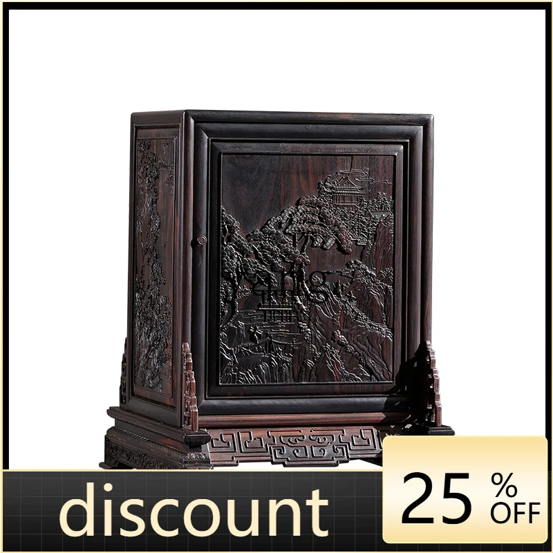 

LH study cabinet Chinese solid wood carving flower four draw Wenwan storage locker