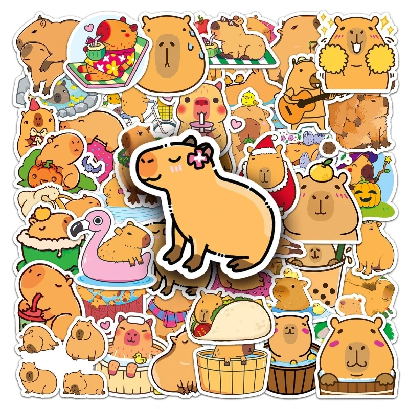 

20/50Pcs Capybara Stickers, Kawaii Doodle Animal Decals for Phone Case Luggage DIY - Cute Waterproof Vinyl Scrapbooking