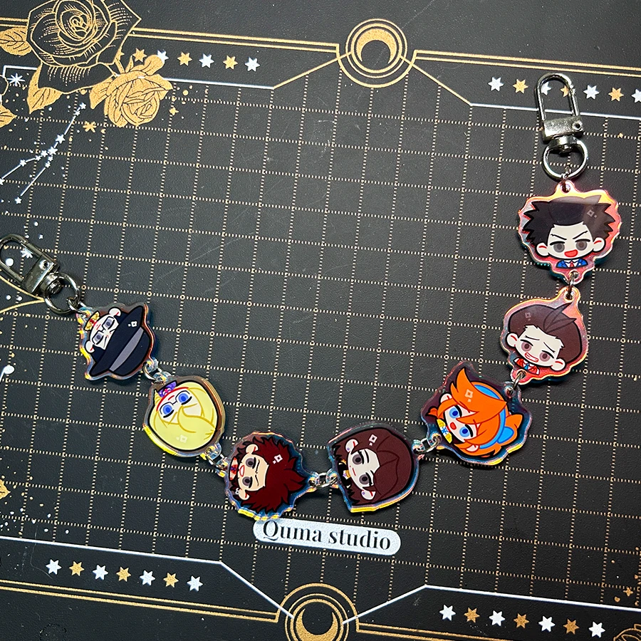 Anime Ace Attorney Apollo Justice Phoenix Wright Cosplay Acrylic Rainbow Film Tandem Chain Cartoon Cycle Chains Pendant Xmas