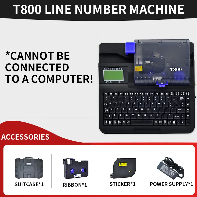 T800 Tube Printer Label Number Electronic Lettering Machine Wire Marker Tube Marking Ferrule Printing 220V 50hz