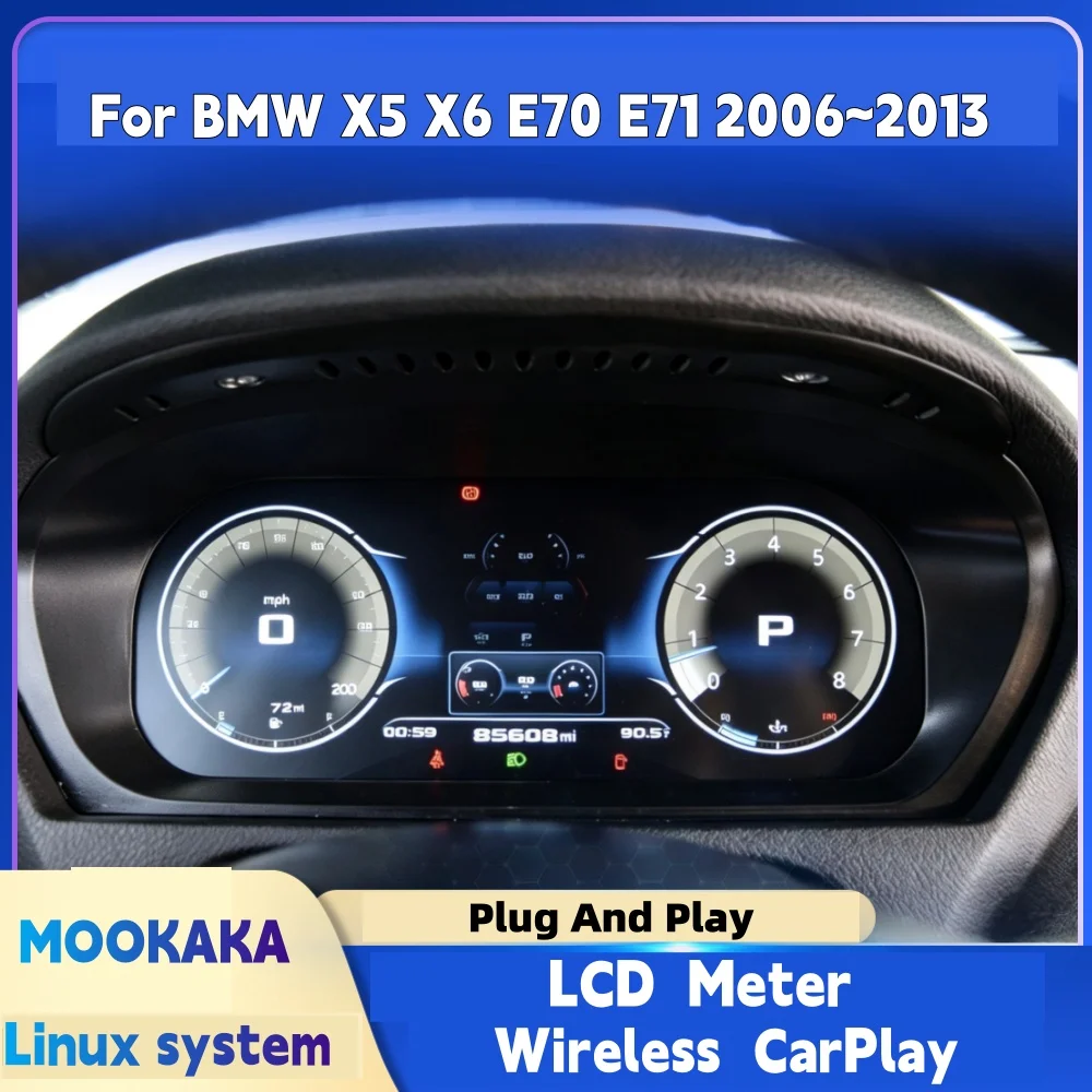 For BMW X5 X6 E70 E71 2006~2013 LCD Digital Dashboard Virtual Cockpit Cluster Speedometer Instrument Panel HD Display OEM