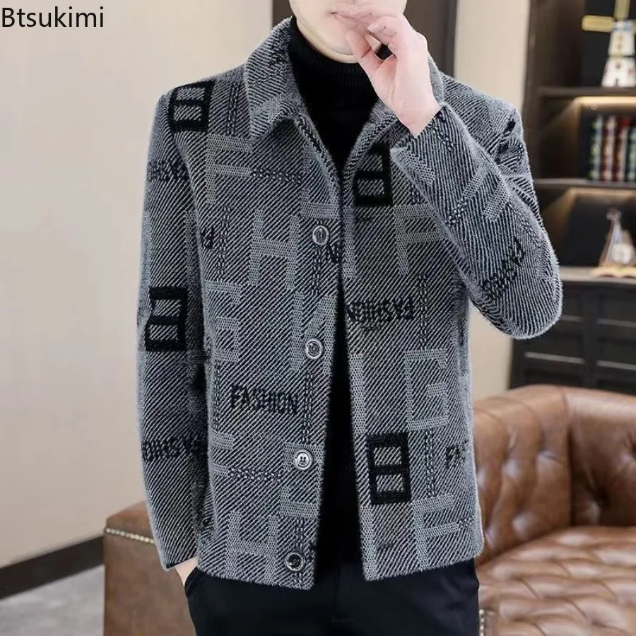 2025 Men's Sweater Jacket Autumn Winter Cold Coat Fleece Cardigan Soft Jumpers Turtleneck Warm Quality Outerwear Male Jackets