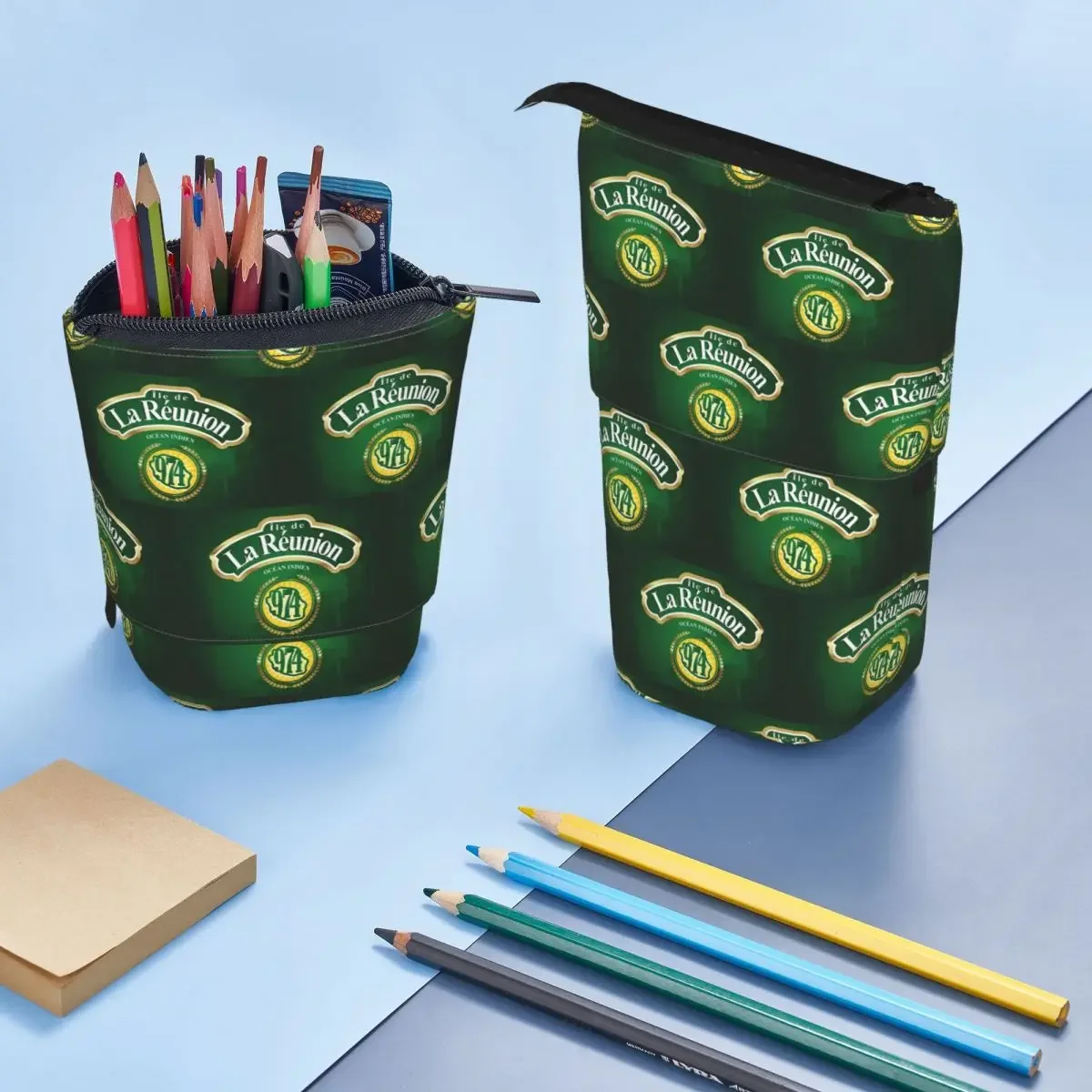 

Reunion Island Flag Reversible Pencil Case for Boy Girl School Pen Box Pencil Bag Stationery Supplies Pen Holder Bag