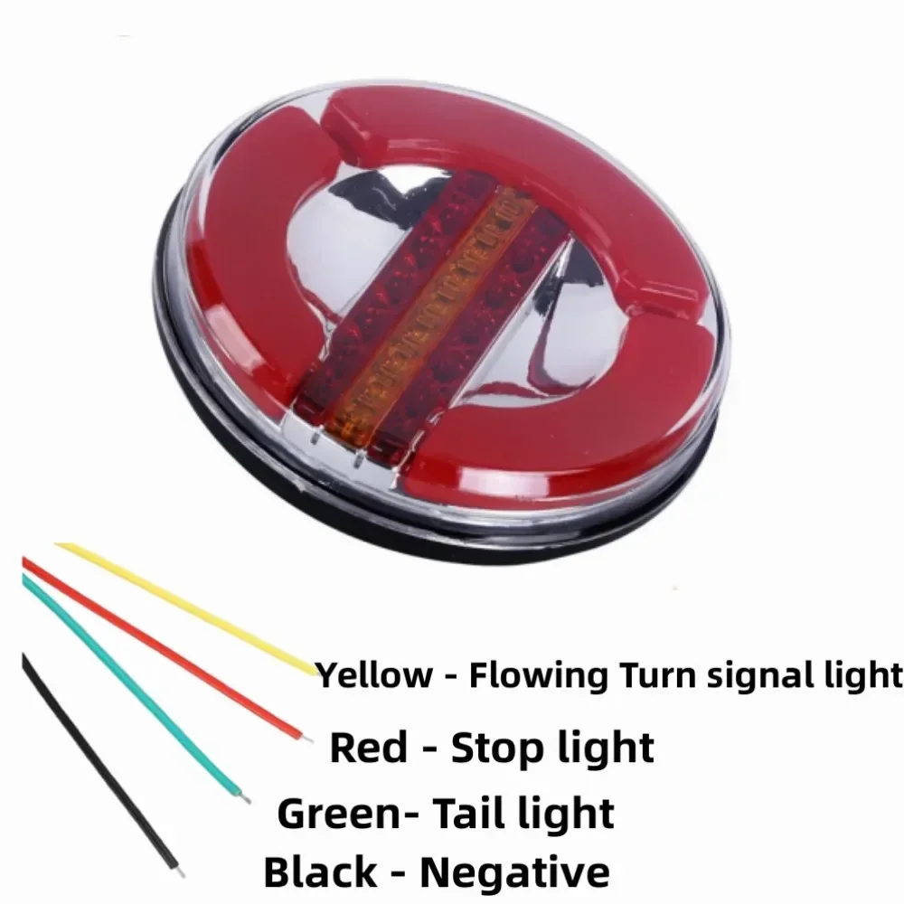 1/2/4pcs 12V 24V Round Dynamic LED Truck Trailer Tail Light DRL Flow Running Trun Signal Rear Brake Stop Lamp Caravan Tractor
