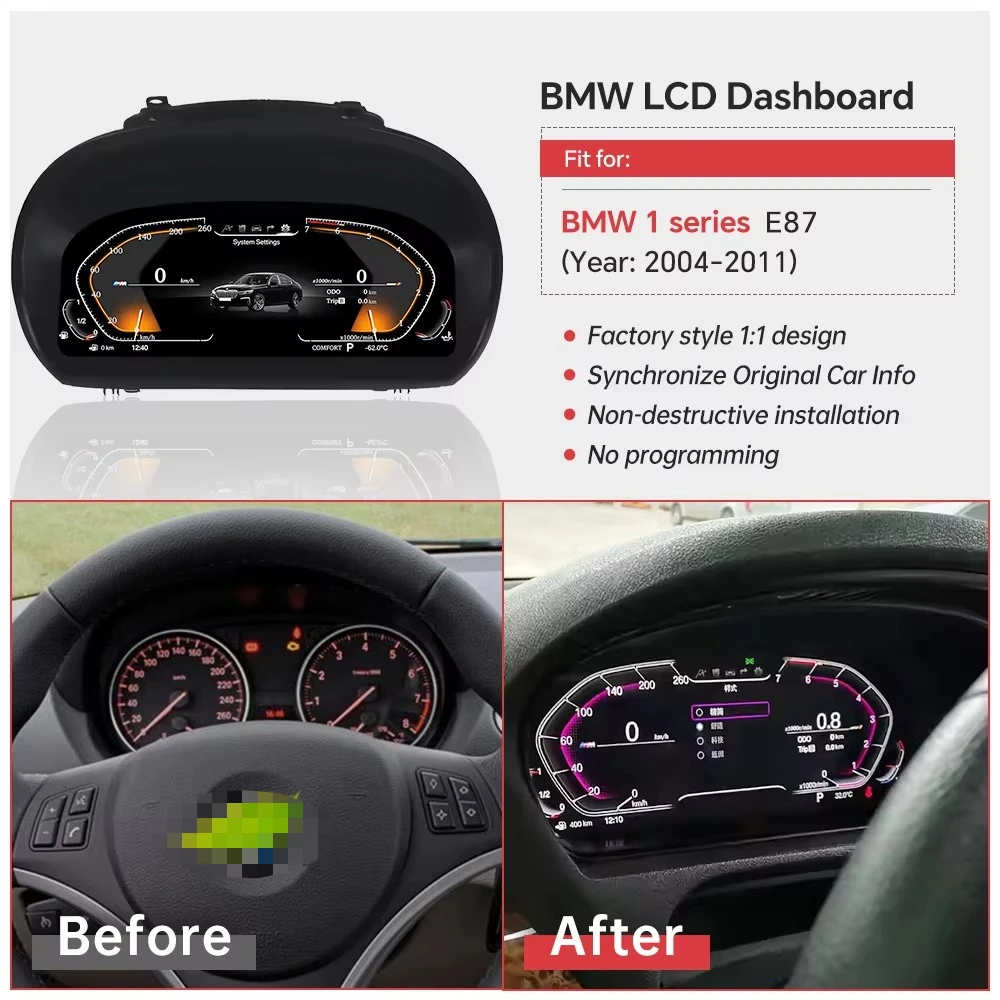 Auto Speed Meter for Car Head up LCD Dashboard Digital Speedometer Instrument Cluster for BMW 1 Series E87 2004-2011