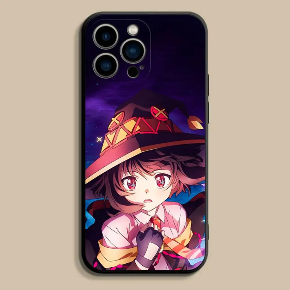 Custodia per telefono MeguminS Anime K-KonoSuba per iPhone 17,16,15,14,13,12,Pro,Max,Plus,E,SE4,Air,Mini Cover morbida nera