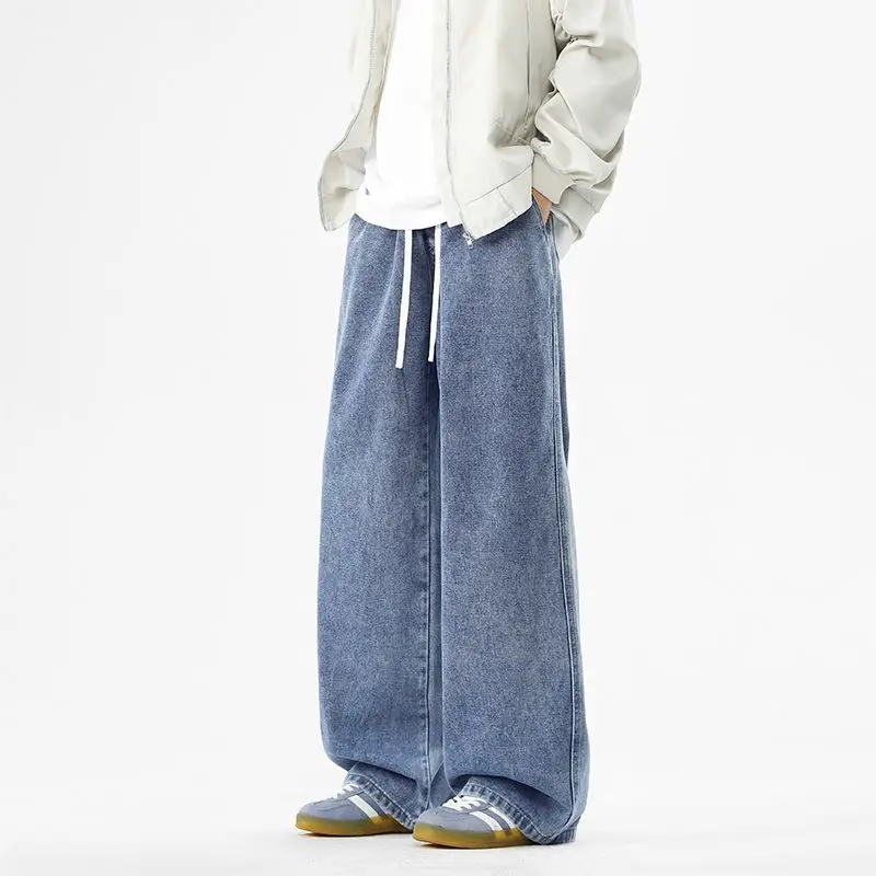 

Men's Spring And Summer Loose And Fashionable Wide Version American Jeans New Straight Tube Retro Casual Wide Leg Long Pants