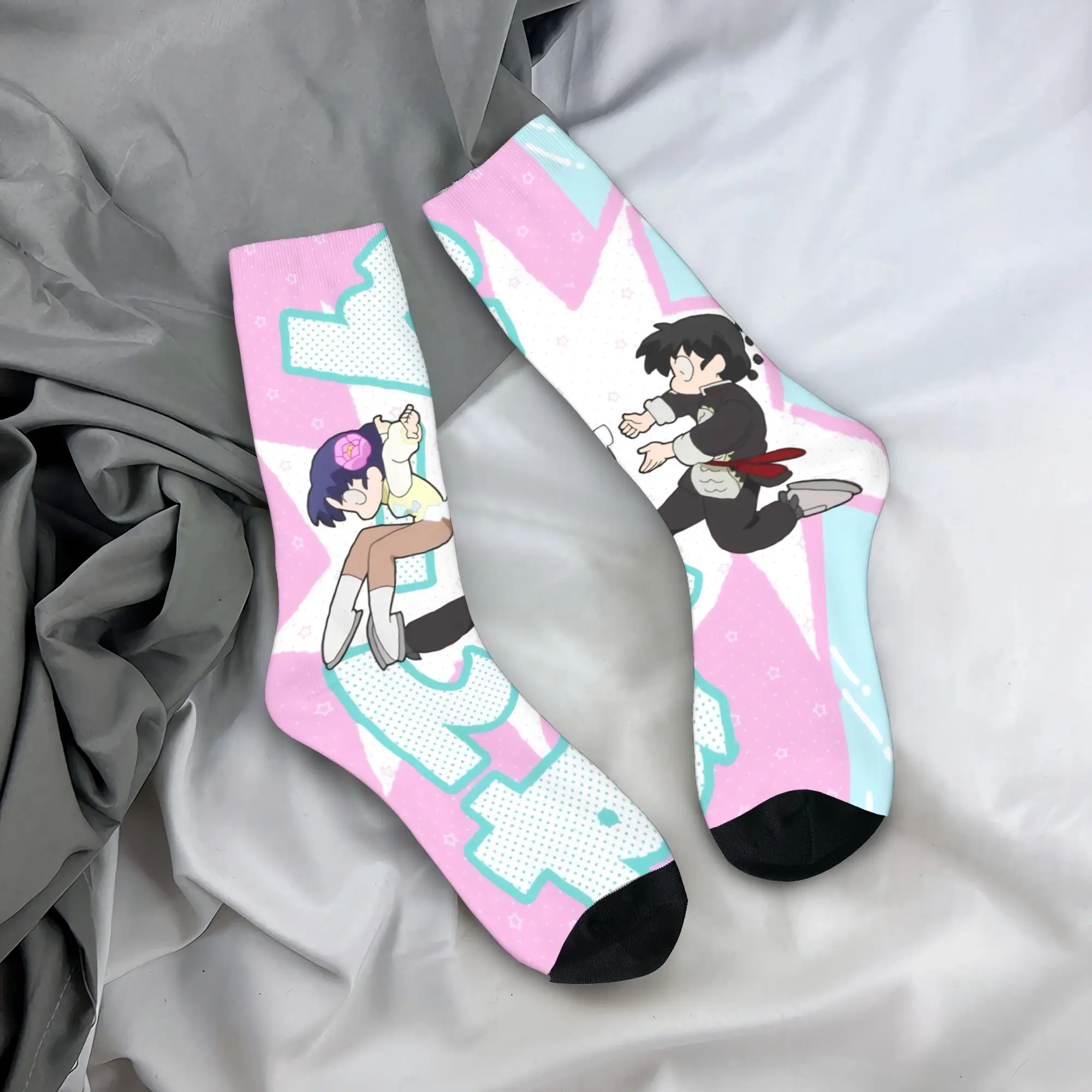 

Harajuku аниме Ranma и Akane Tendo баскетбольные носки длинные носки из полиэстера для унисекс дышащие