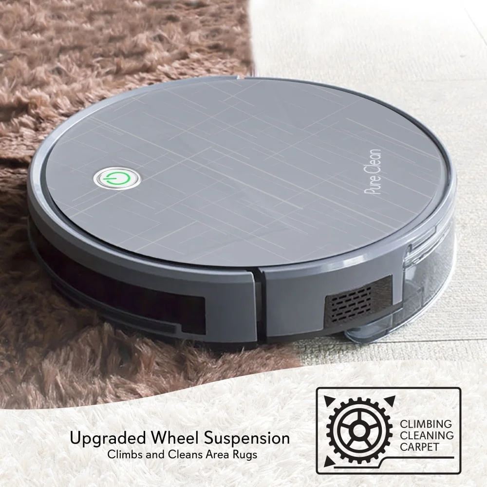Smart Robot Vacuum Cleaner Gyroscope Navigation Mobile App Control Low Profile Design HEPA Filter Pet Friendly Anti-Collision