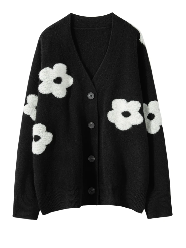 

New 100% Cashmere Sweater O-neck Long Sleeve Cardigan Casual Simple Style Cashmere Knitwear Autumn Winter Warm Soft Clothing T