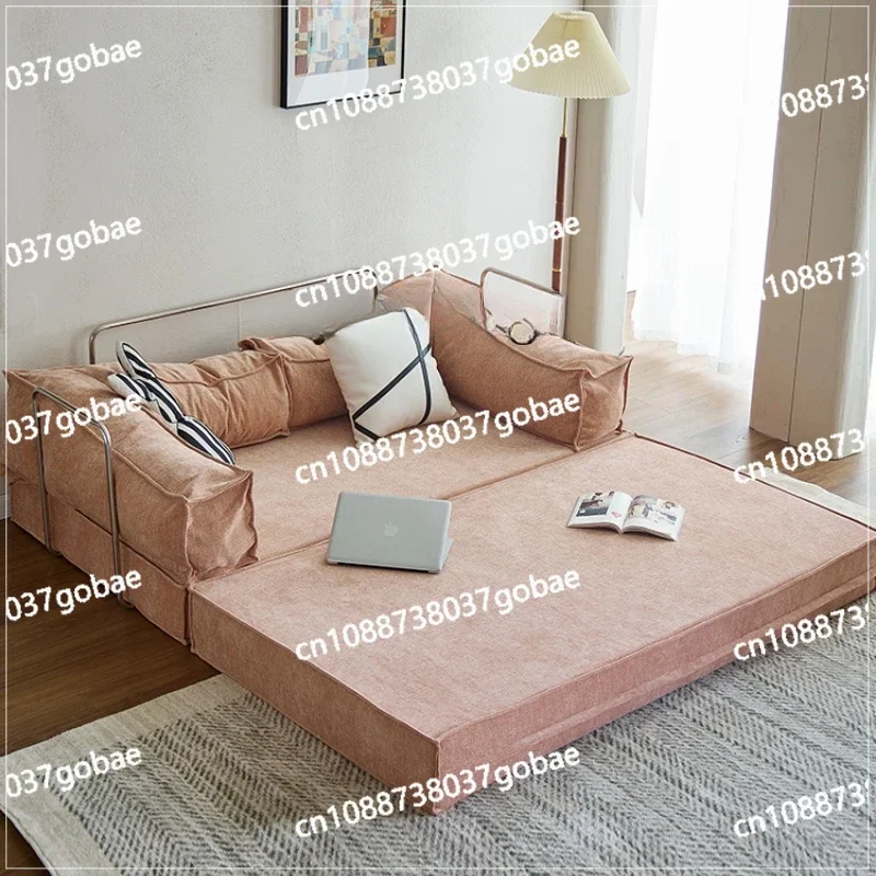 Zf sofa bed living room removable and washable fabric three-person folding dual-purpose sofa