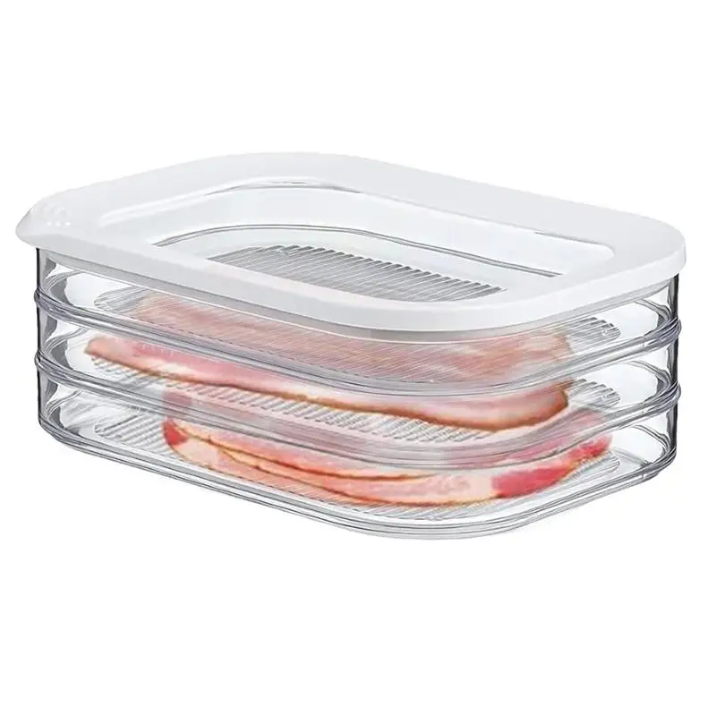 

Bacon Keeper With Lid Leakproof Deli Meat Container For Fridge Food-grade Frozen Roast Meat Storage Box Kitchen Accessories