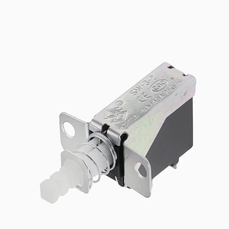 SW-3 Power switch TV5 Straight key switch KCD-A10 2 pin inclined foot external spring with support A03 Self-locking