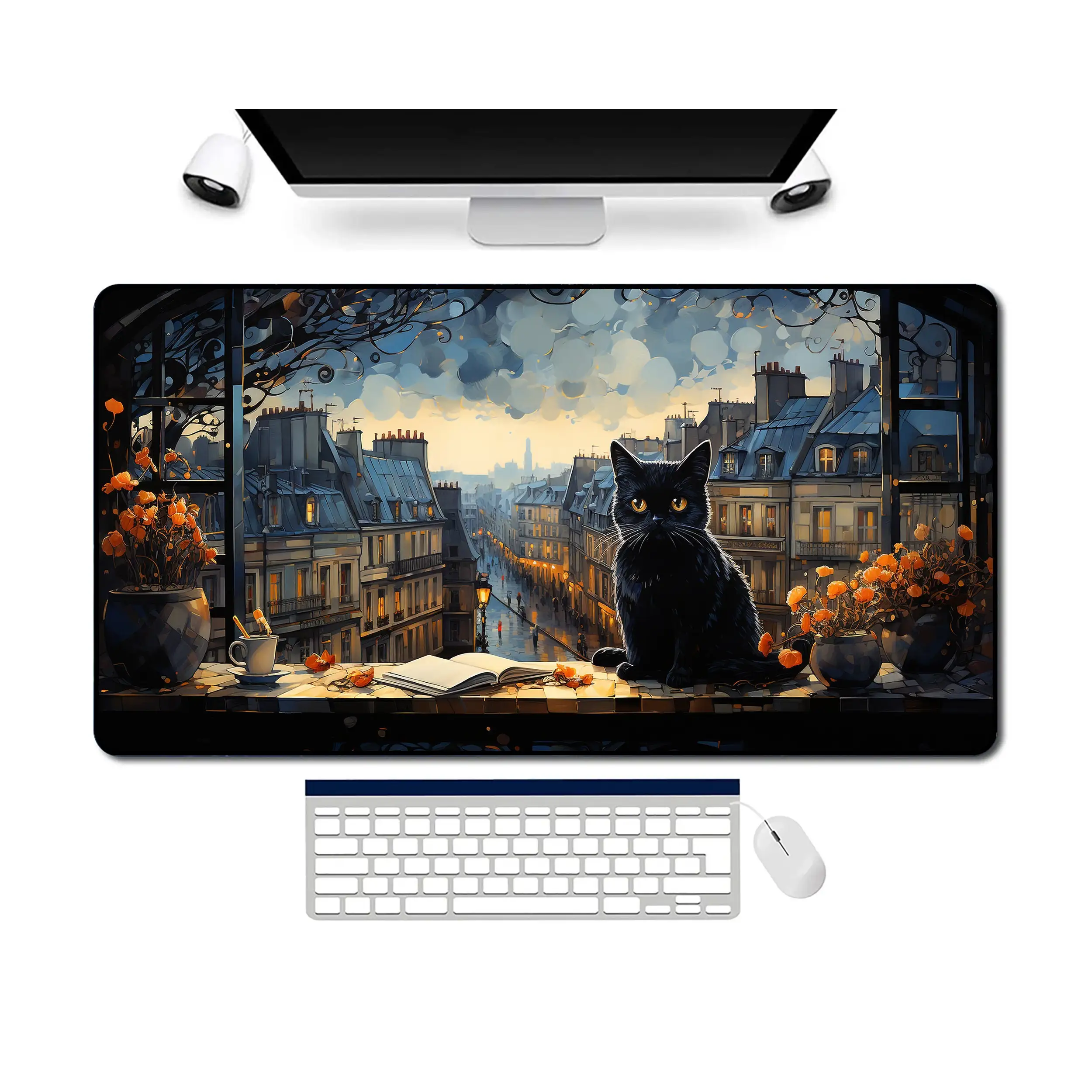 Cute Cat Desk Mat, Non-slip and Waterproof Gaming Mouse Pad, Office and Gaming Desk Decoration Mat, A Perfect Gift for Friends.