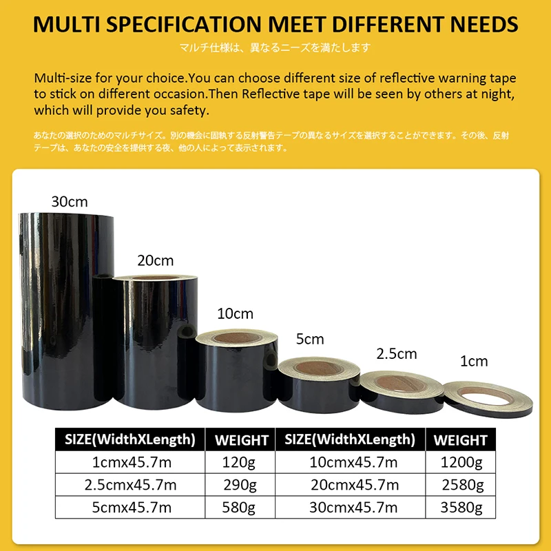 ロードスターデザインの反射テープ,黒の魔法の反射テープ,オートバイの装飾用接着剤,警告テープRS-3100