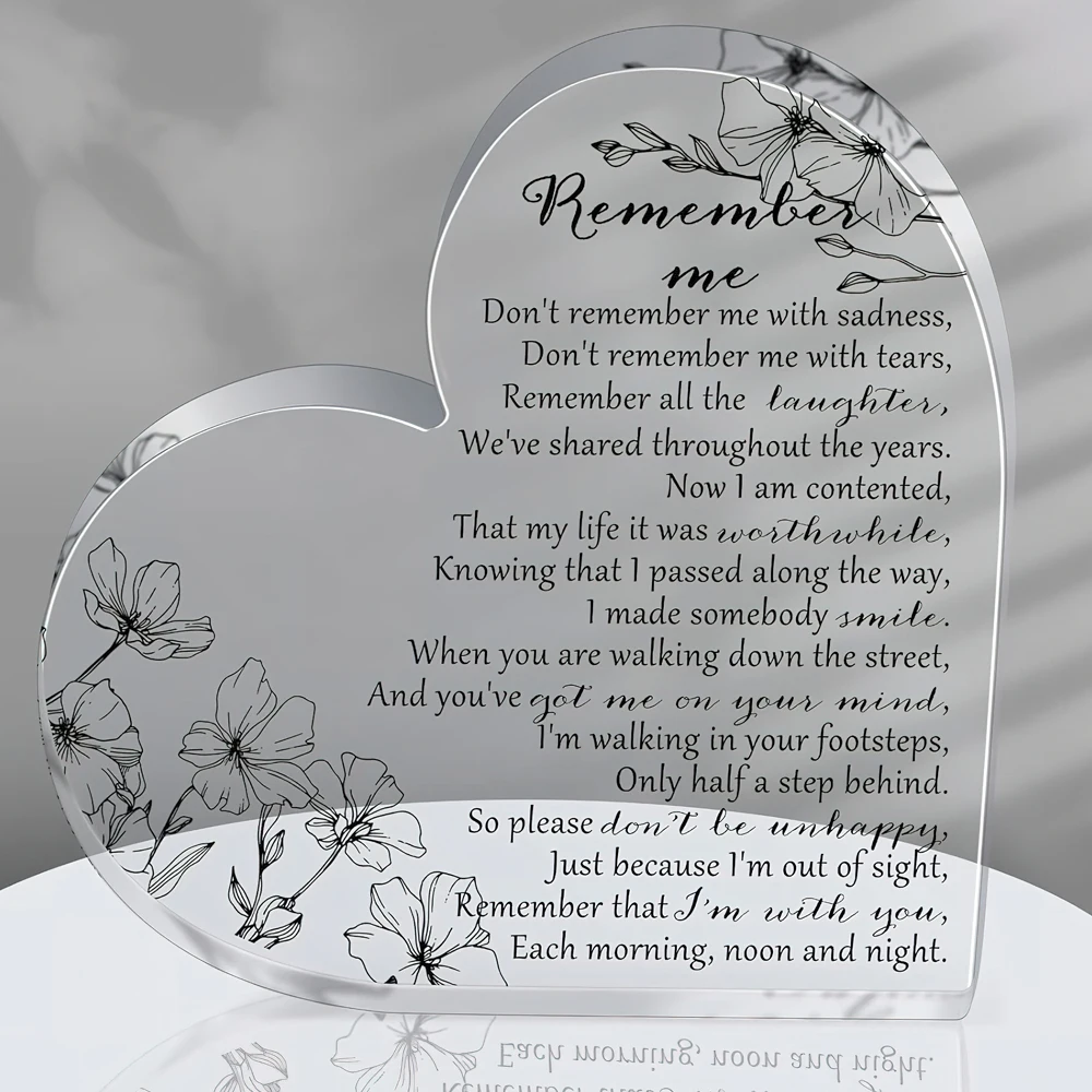 Gift Acrylic Heart Shape Memorial Bereavement Gifts for Loss of Loved One Remembrance Condolence Funeral Grief Keepsake for Mom