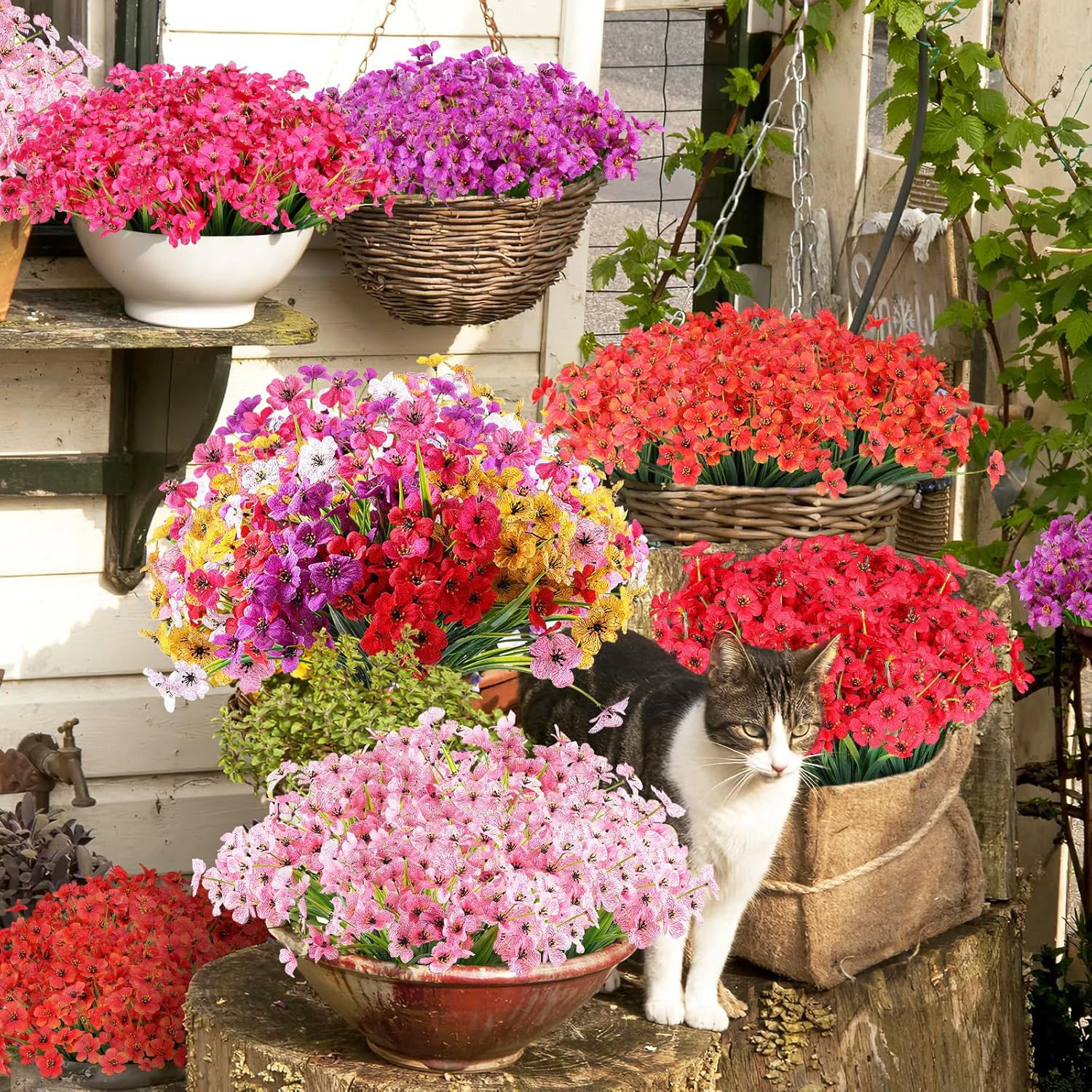 12 Stück Künstliche Blumen, Pflanzen, Gras, Hochzeits-Brautstrauß, Heim-, Zimmer-, Tisch-, Vasen-Deko, Outdoor-, Garten-, Festival-DIY-Geschenke – Detail 1