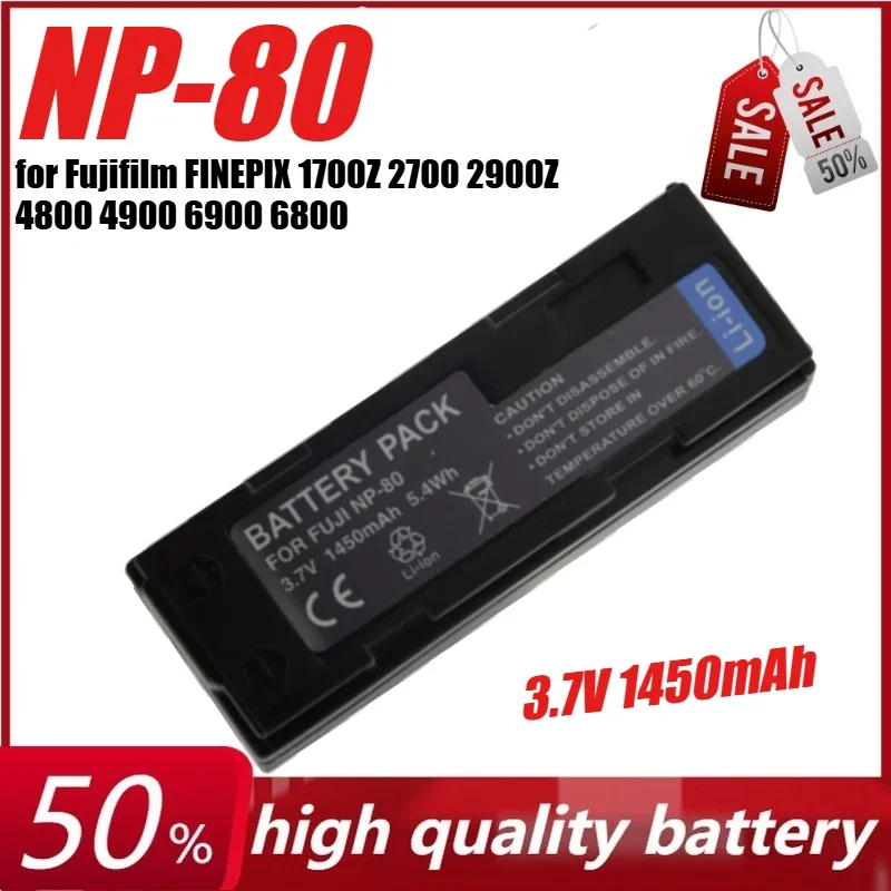 

3.7V 1450mAh NP-80 for Fujifilm FINEPIX 1700Z 2700 2900Z 4800 4900 6900 6800 ZOOM Camera