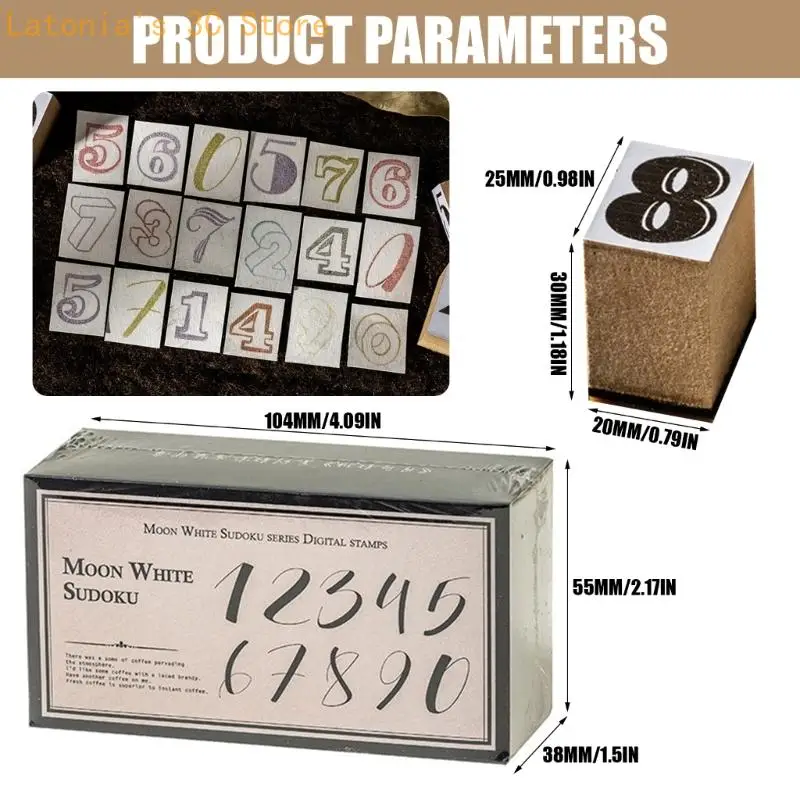 Pacote carimbo numeral artesanal papel com conjunto blocos para marcação diário X3UB