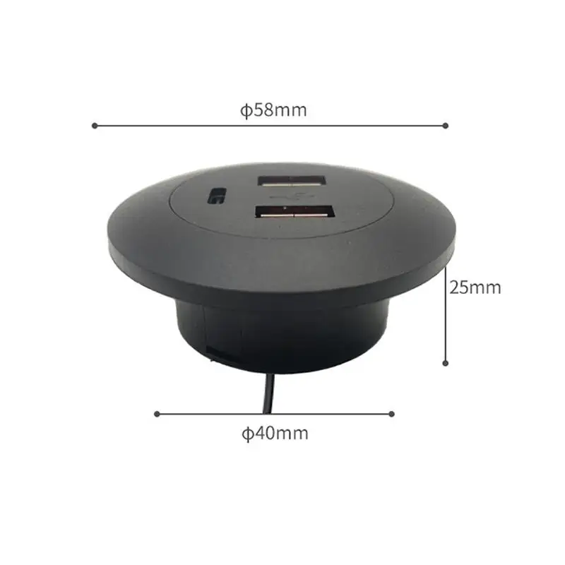 Multi Port USB Desktop Embedded Charger For Mobile Phone 3 In 1 USB HUB Computer Desk One Drag Three Data Line Splitter Charging