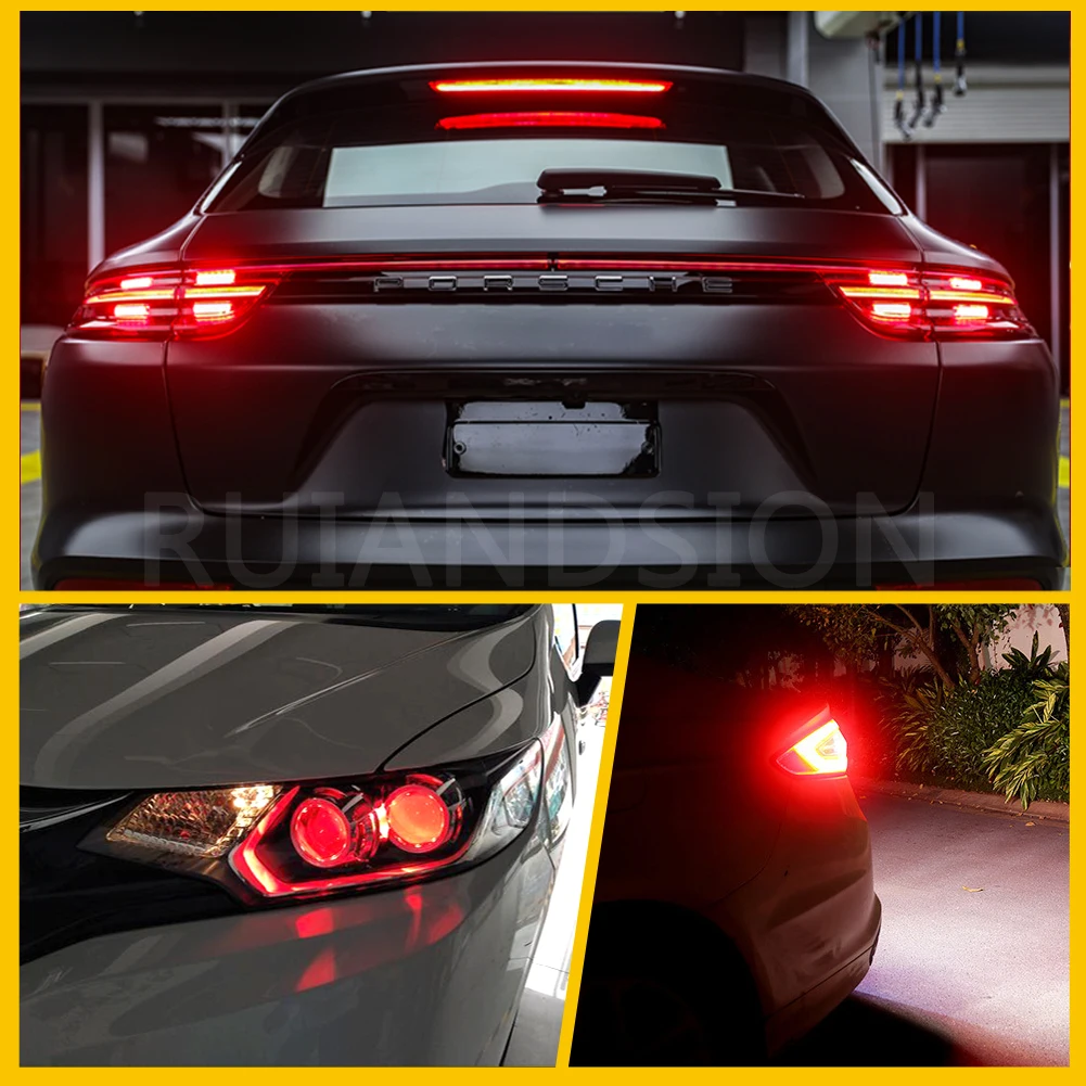 RUIANDSION PR21/5W Red Car Stop Light 12V 21/5W BAW15D 150°Offset Pins Double Contact S25 for Auto Brake Reverse Lamp 10PCS