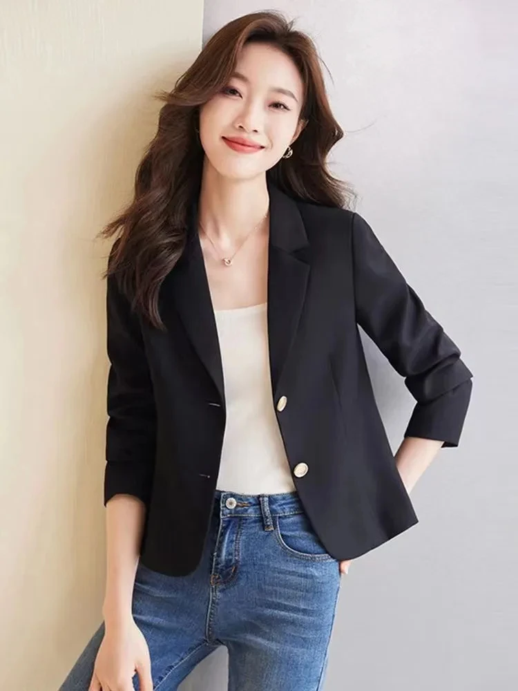 Advanced Sense Temperament Slim Small Blazers New Spring Autumn Short Women Jacket Casual Coffee Suit Coat Female Blazer Outwear