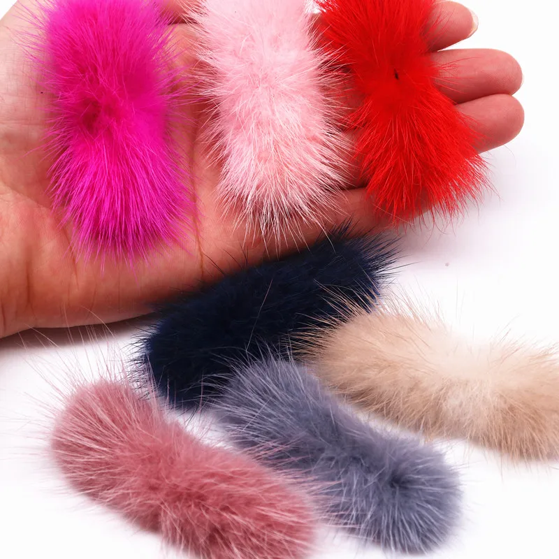 5/40pcs Fur Pompom Bowknot 2-3cmX6-7cm Soft Mink Pompoms DIY Material Hair Bow Tie Accessories Clothing Hats Supplies